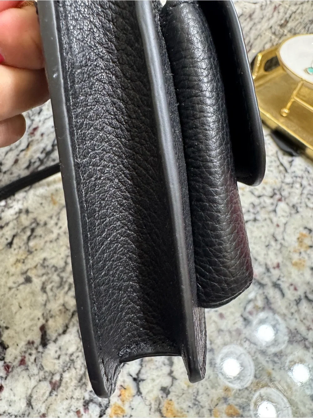 kate spade black pebbled leather crossbody with gold logo